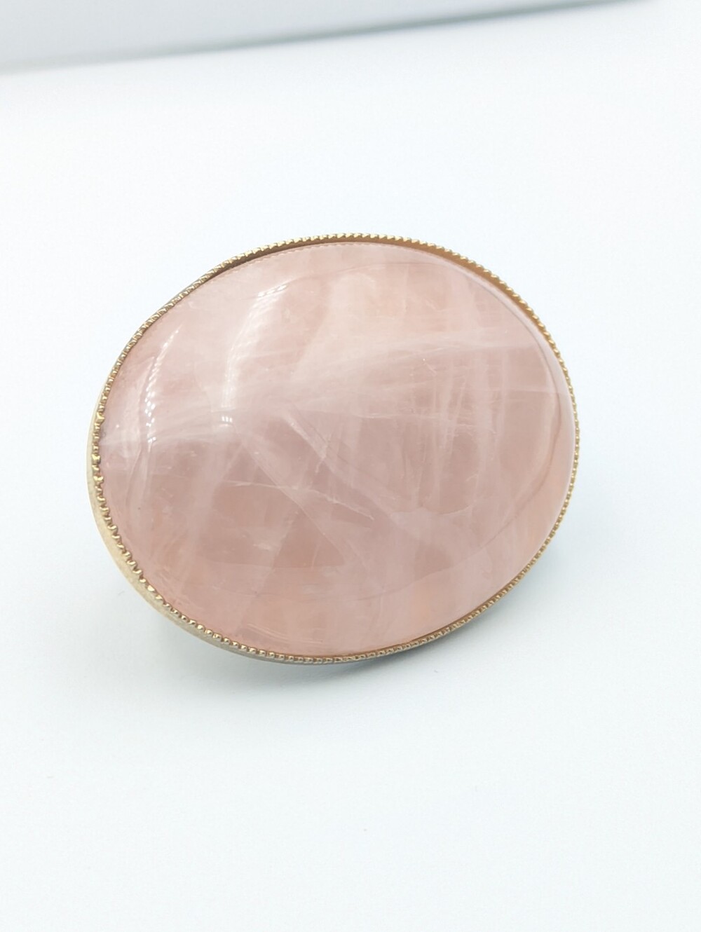 Vintage rose quartz pink large oval scarf clip
